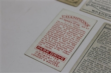  W.A.& A.C. Churchman Imperial Frisky Card, Park Drive Cigarette Card, W. D. & H. O. Wills British Sporting Personality Card, (2) Carreras Nose Game Cars, & (2) Mecca Series Of Champion Golfers Cards