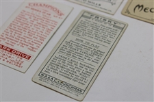  W.A.& A.C. Churchman Imperial Frisky Card, Park Drive Cigarette Card, W. D. & H. O. Wills British Sporting Personality Card, (2) Carreras Nose Game Cars, & (2) Mecca Series Of Champion Golfers Cards