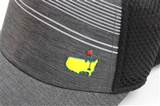 Augusta National GC Masters Tournament Grey w/White Lines & Black Mesh Yellow Logo Hat - New w/Tag