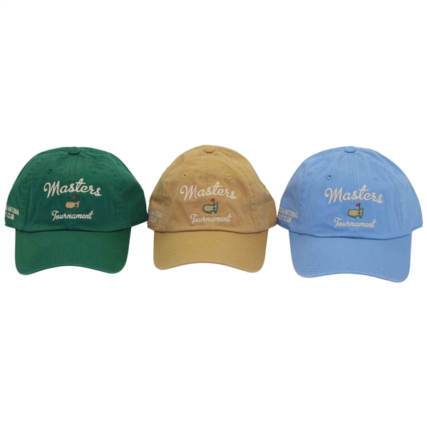 Masters Tournament Augusta National GC Green, Yellow & Blue Est. 1934 Caddy Hats - New w/Tags
