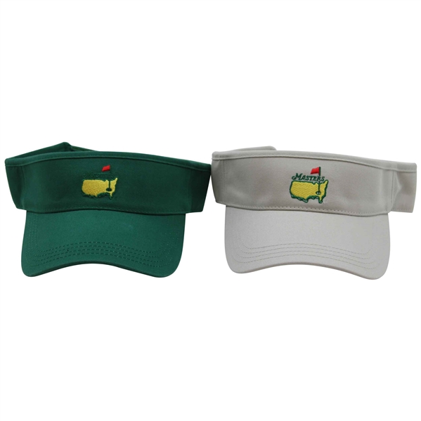 Masters Tournament Embroidered Yellow Logo Pine Green & Khaki Low Rider Visors  - New w/Tags