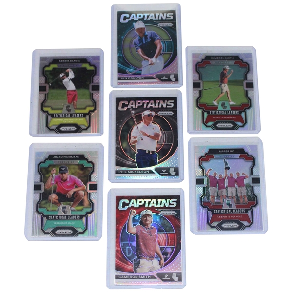 Three (3) 2024 Panini Prizm Liv Golf & (4) 2024 Panini Prizm Liv Golf Cards