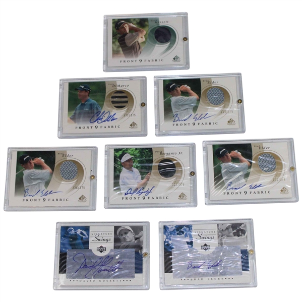 (2) 2002 Upper Deck Signature Swings & (6) Front 9 Fabric Cards