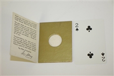 Arnold Palmer Playing Card, Vintage Augusta Postcard, & 1961 Golf Day Coin Holder