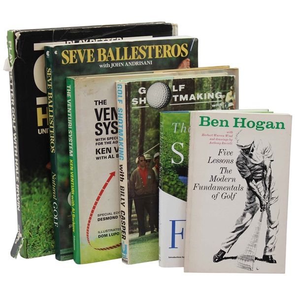 Six (6) Instructional Books - Ballesteros, Casper, Floyd, Hogan, Irwin & Venturi