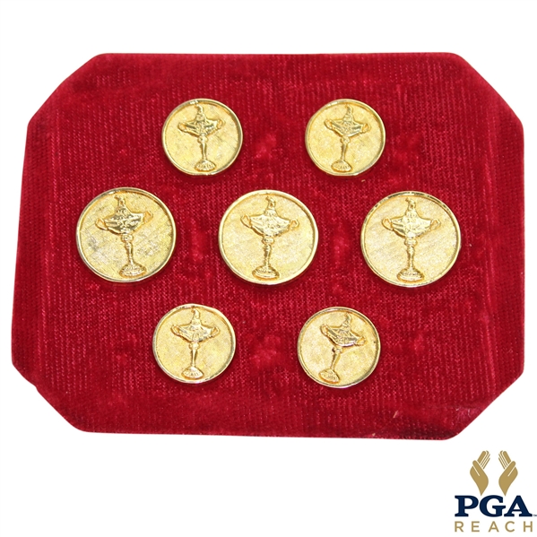 Seven (7) Ryder Cup Trophy Gold Tone Button Set