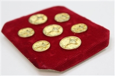 Seven (7) Ryder Cup Trophy Gold Tone Button Set
