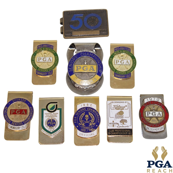 Nine (9) PGA Tournament Money Clips