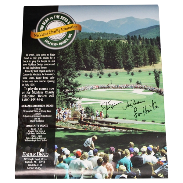 Jack Nicklaus, Nicklaus II & Lon Hinkle Signed 1985 The Bear vs The Bend II Poster JSA ALOA