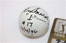 Two (2) Ed Sneed Signed Hole-in-One Golf Balls w/PGA Tour ID Card JSA ALOA