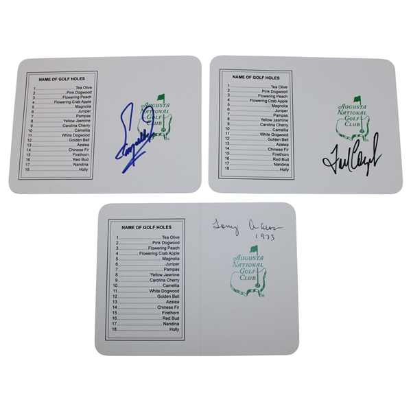 Fred Couples, Fuzzy Zoeller & Tommy Aaron Signed Augusta National GC Scorecards JSA ALOA