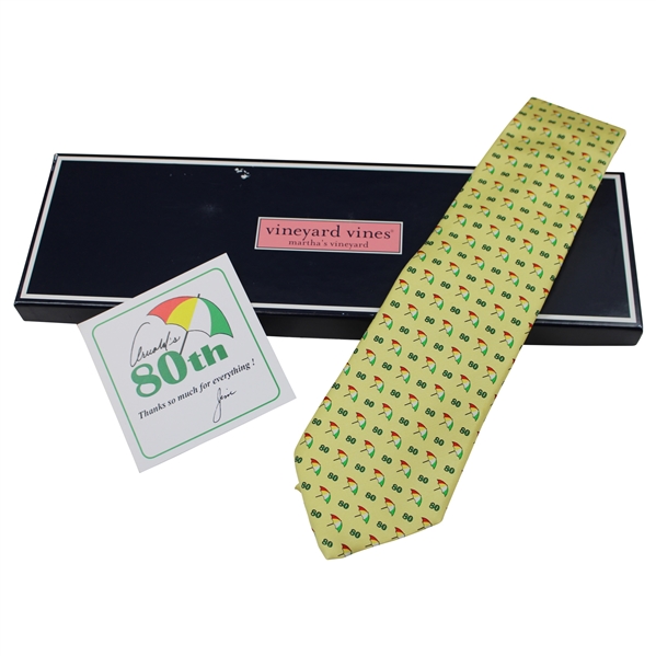 Arnold Palmer 80th Birthday Commemorative Vineyard Vines Yellow Silk Tie in Box