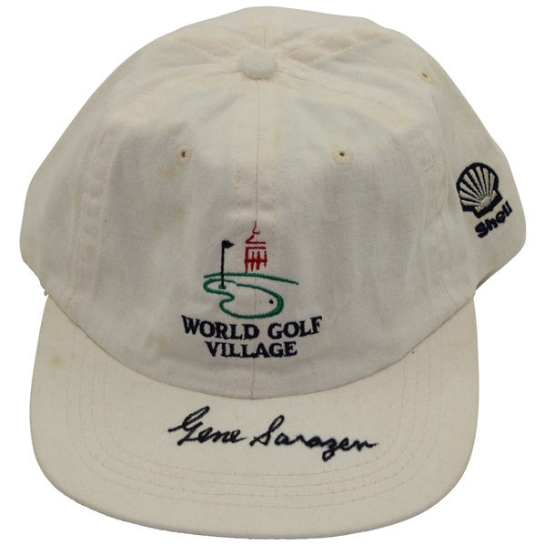 Gene Sarazen Signed Shell World Golf Village White Hat - Sarazen Collection JSA ALOA