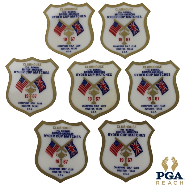 Seven (7) 1967 Ryder Cup at Champions Golf Club Clubhouse Badges
