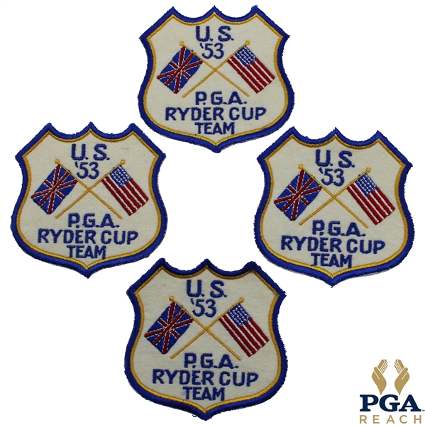 Four (4) 1953 Ryder Cup at Wentworth Team Shield Patches