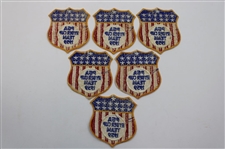 Six (6) 1959 Ryder Cup at Eldorado Team USA Flag/Shield Patches