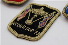 Four (4) 1973 Ryder Cup at Muirfield Red & Blue (Team), Black & Navy (Circle) Coat Crests