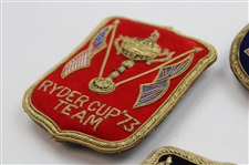 Four (4) 1973 Ryder Cup at Muirfield Red & Blue (Team), Black & Navy (Circle) Coat Crests