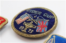Four (4) 1973 Ryder Cup at Muirfield Red & Blue (Team), Black & Navy (Circle) Coat Crests