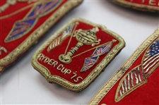 Three (3) 1975 Ryder Cup at Laurel Valley Red Committee Coat Crests w/(3) Small Crests