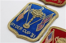 Six (6) 1981 Ryder Cup at Walton Heath Coat Crests - Three (3) Blue & Three (3) Red