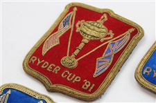 Six (6) 1981 Ryder Cup at Walton Heath Coat Crests - Three (3) Blue & Three (3) Red