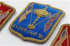 Six (6) 1981 Ryder Cup at Walton Heath Coat Crests - Three (3) Blue & Three (3) Red