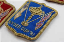 Six (6) 1981 Ryder Cup at Walton Heath Coat Crests - Three (3) Blue & Three (3) Red
