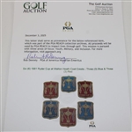 Six (6) 1981 Ryder Cup at Walton Heath Coat Crests - Three (3) Blue & Three (3) Red