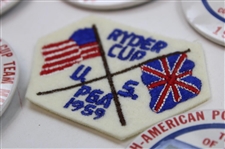 Ten (10) 1959 Ryder Cup at Eldorado Badges, Three (3) Patches & One (1) Red Badge