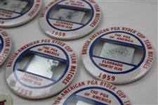 Ten (10) 1959 Ryder Cup at Eldorado Badges, Three (3) Patches & One (1) Red Badge