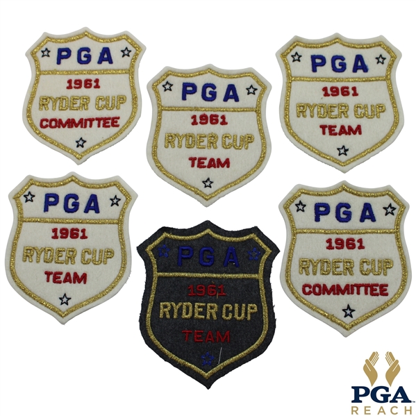 Four (4) 1961 Ryder Cup at Royal Lytham & St. Annes Team Patches & (2) Committee Patches