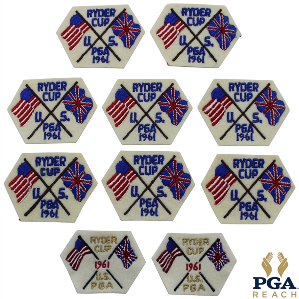 Ten (10) 1961 Ryder Cup at Royal Lytham & St. Annes Crossed Flags Patches