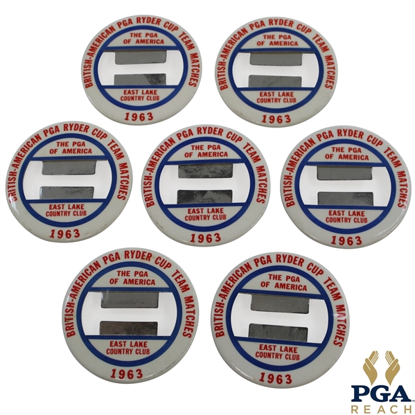 Seven (7) 1963 Ryder Cup at East Lake Badges