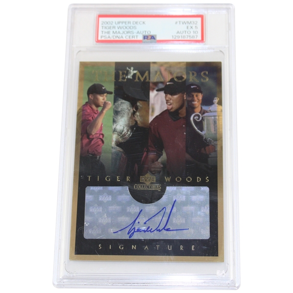 2002 Upper Deck The Majors #TWM32 Tiger Woods The Majors Card PSA Ex 5 AUTO 10