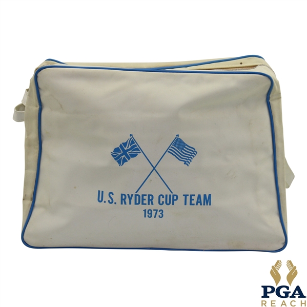 Captain Jack Burke Signed 1973 Ryder Cup Team USA Issued PanAm White w/Blue Duffel Bag JSA ALOA