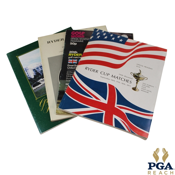 1971, 1973, 1975 & 1979 Ryder Cup Official Programs