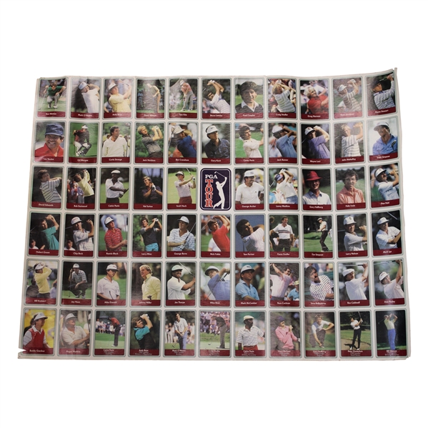 1985 Miller Press PGA Tour Uncut Card Sheet w/ Nicklaus, Payne, Seve & Couples
