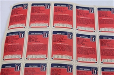 1985 Miller Press PGA Tour Uncut Card Sheet w/ Nicklaus, Payne, Seve & Couples
