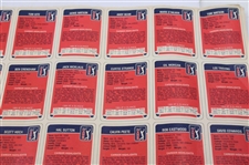 1985 Miller Press PGA Tour Uncut Card Sheet w/ Nicklaus, Payne, Seve & Couples

