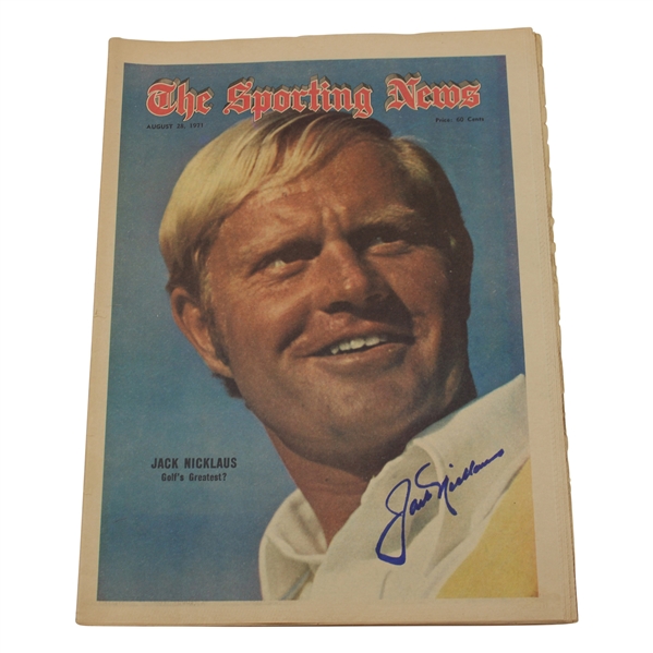 Jack Nicklaus Signed 1971 The Sporting News Newspaper - August 28th JSA ALOA