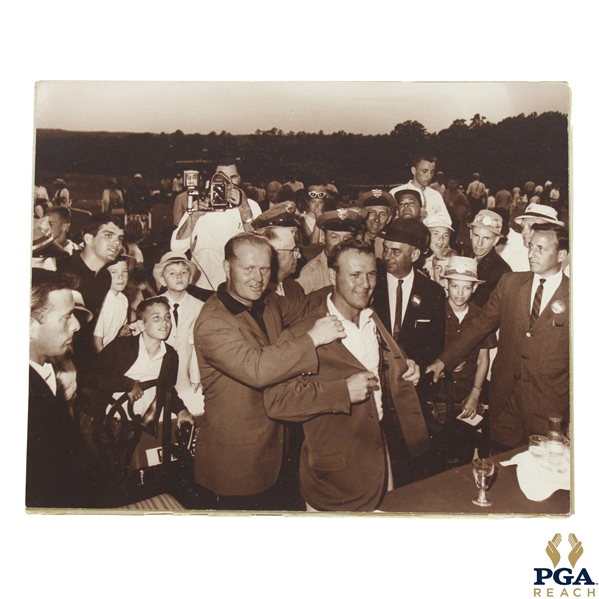 1964 Palmer & Nicklaus Green Jacket Ceremony Frank Christian Photo On Board
