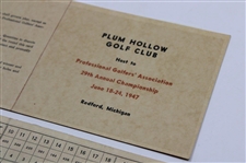 1947 PGA Championship at Plum Hollow Fan Scored Scorecard w/Blank Scorecard