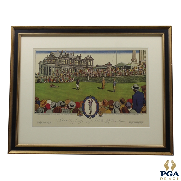 Bobby Jones Winning the British Open at St. Andrews Currier & Ives Print - Framed