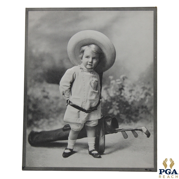1905 Golfing Child Embossed Premium Photo Card - Used for Mothers Oats Advertisement