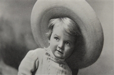 1905 'Golfing Child' Embossed Premium Photo Card - Used for Mothers Oats Advertisement