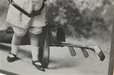 1905 'Golfing Child' Embossed Premium Photo Card - Used for Mothers Oats Advertisement