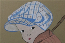 Young Golfing Toddler w/Dog Looking On Acrylic On Board Original Painting by Artist James Cox 