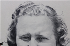 Patty Berg Signed J. McQueen Original Sketch Portrait On Board JSA ALOA