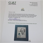 Patty Berg Signed J. McQueen Original Sketch Portrait On Board JSA ALOA